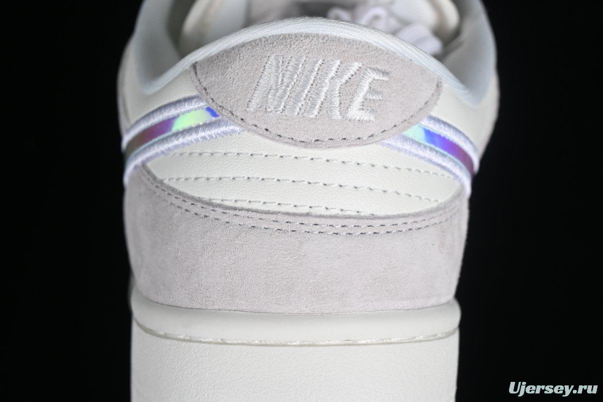 Nk Dunk Low "Iridescent Swoosh" Beige Rainbow SB Low-Top Sneakers