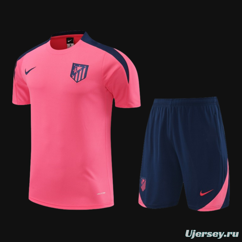 23/24 Atletico Madrid Pink Cotton Short Sleeve Jersey+Shorts