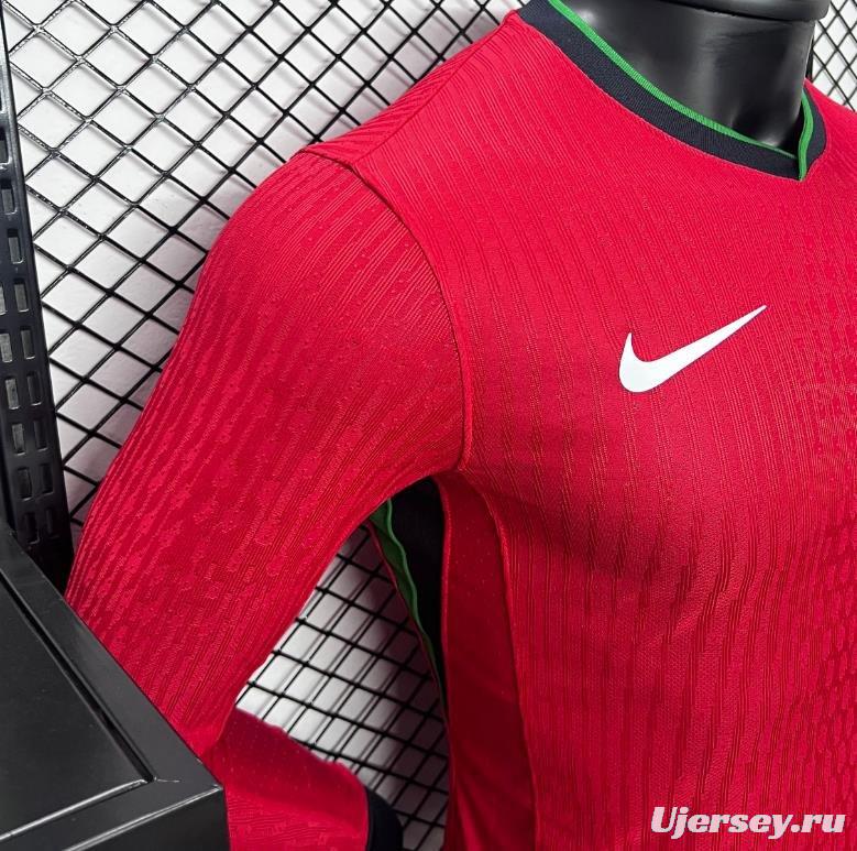 Player Version 2024 Portugal Home Long Sleeve Jersey