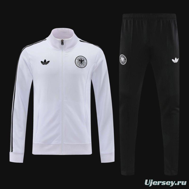 2024 Germany White Full Zipper Jacket +Long Pants