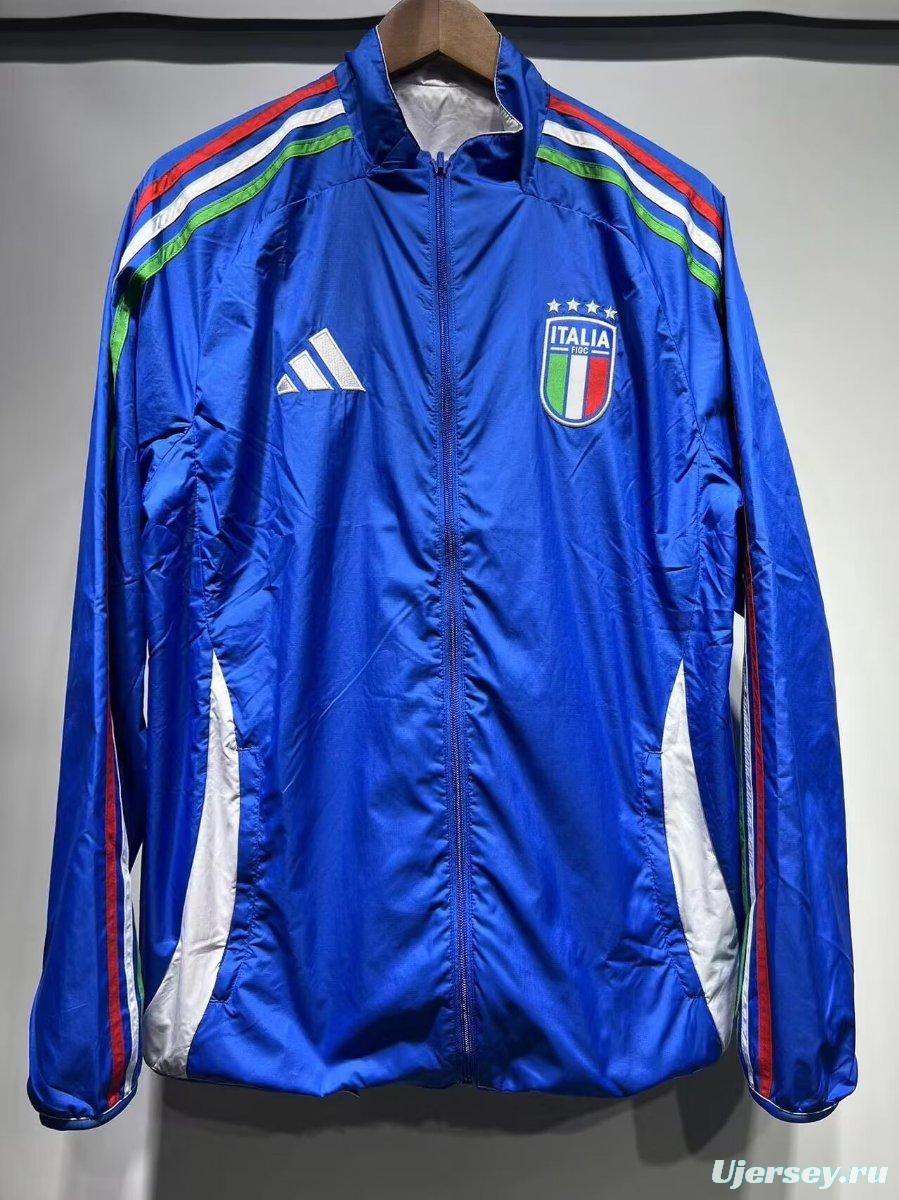 2024 Italy White/Blue Reversible Windbreaker