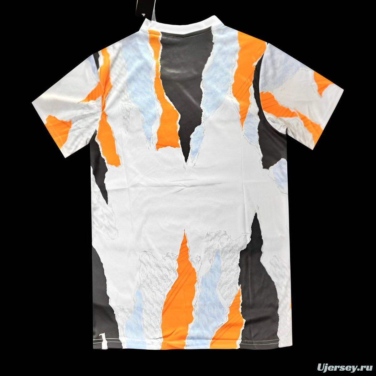 24/25 Real Madrid Adidas White Crew Orange Pre-Match Jersey