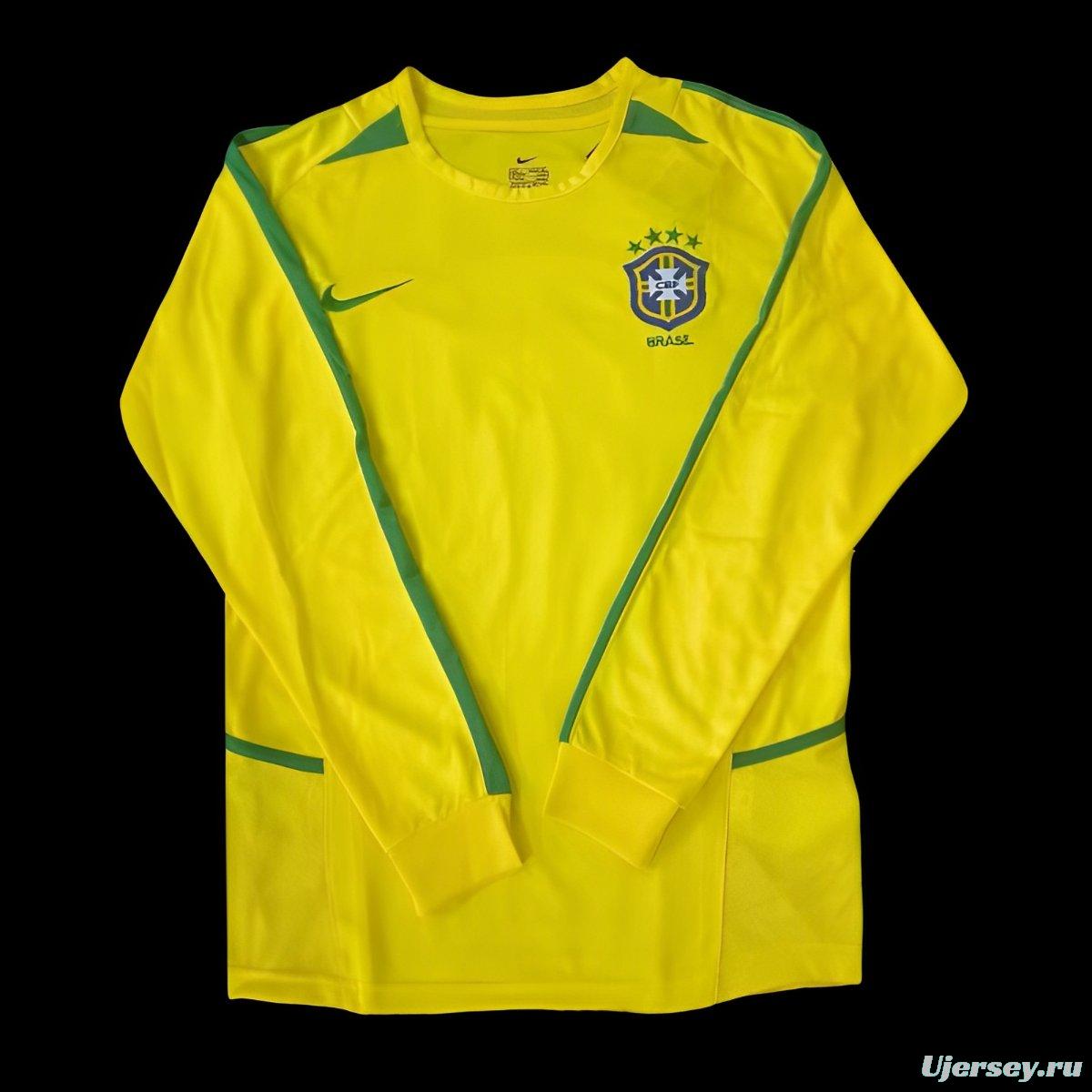 Retro 2002 Brazil Home Long Sleeve Jersey