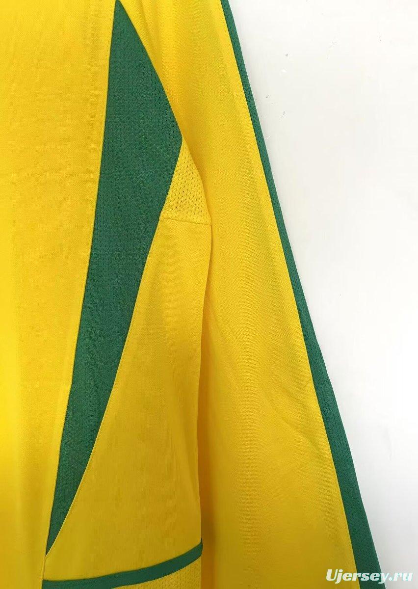 Retro 2002 Brazil Home Long Sleeve Jersey