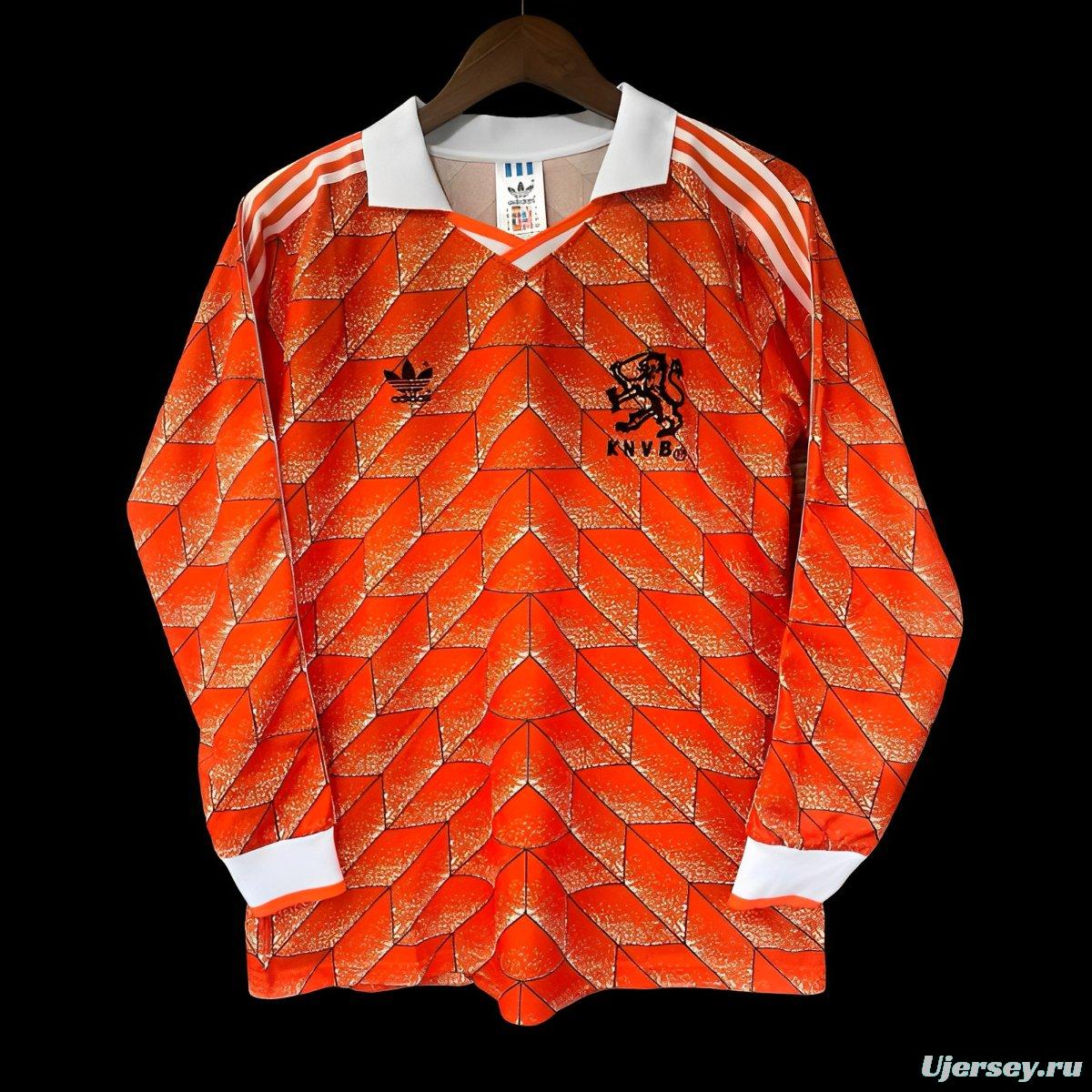 Retro 1988 Netherlands Home Long Sleeve Jersey