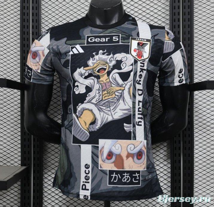 Player Version 2025 Japan National Team Black with One Piece Gear 5 Luffy Design Jersey