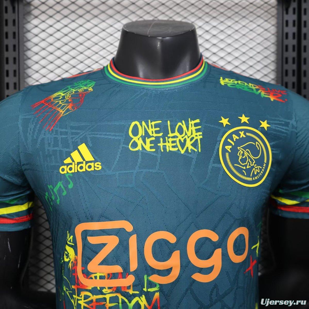 25/26 Ajax Navy Blue with Bob Marley Tribute Jersey
