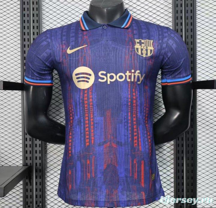 Player Version 25/26 FC Barcelona Purple with Red Streak Pattern Jersey