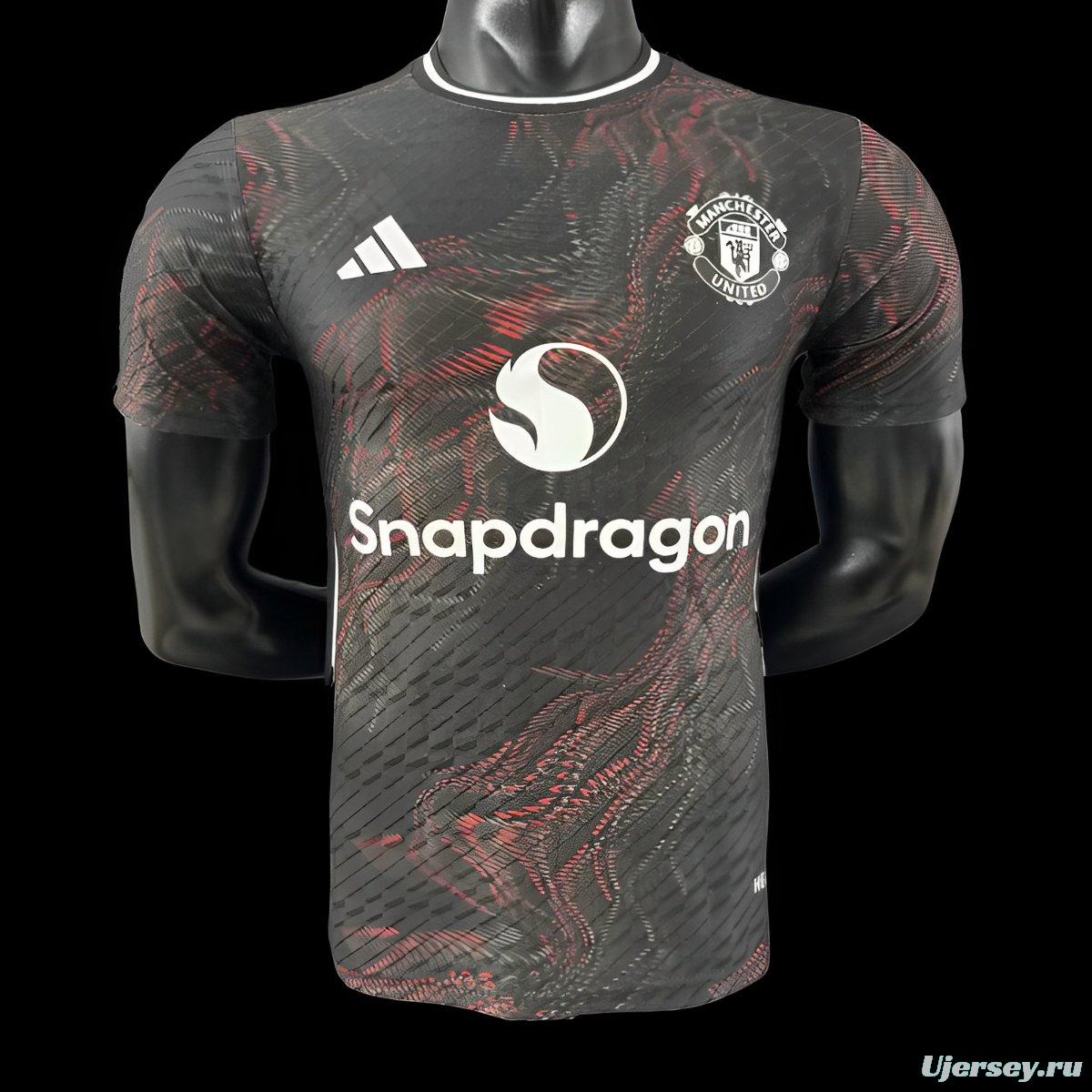 Player Version 25/26 Manchester United Black with Red Pattern Jersey