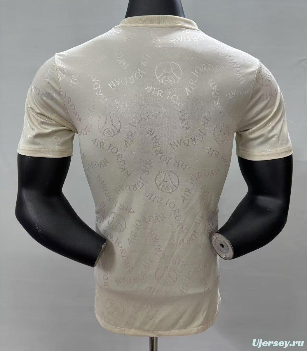 Player Version 25/26 Paris Saint-Germain Away White with Air Jordan Pattern Jersey