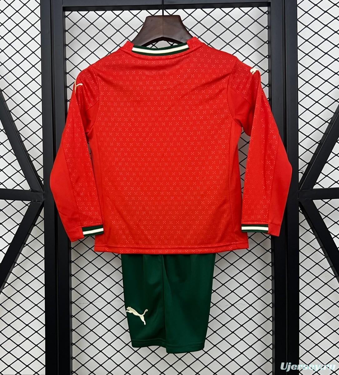 2025 Kids Portugal Home Long Sleeve Jersey