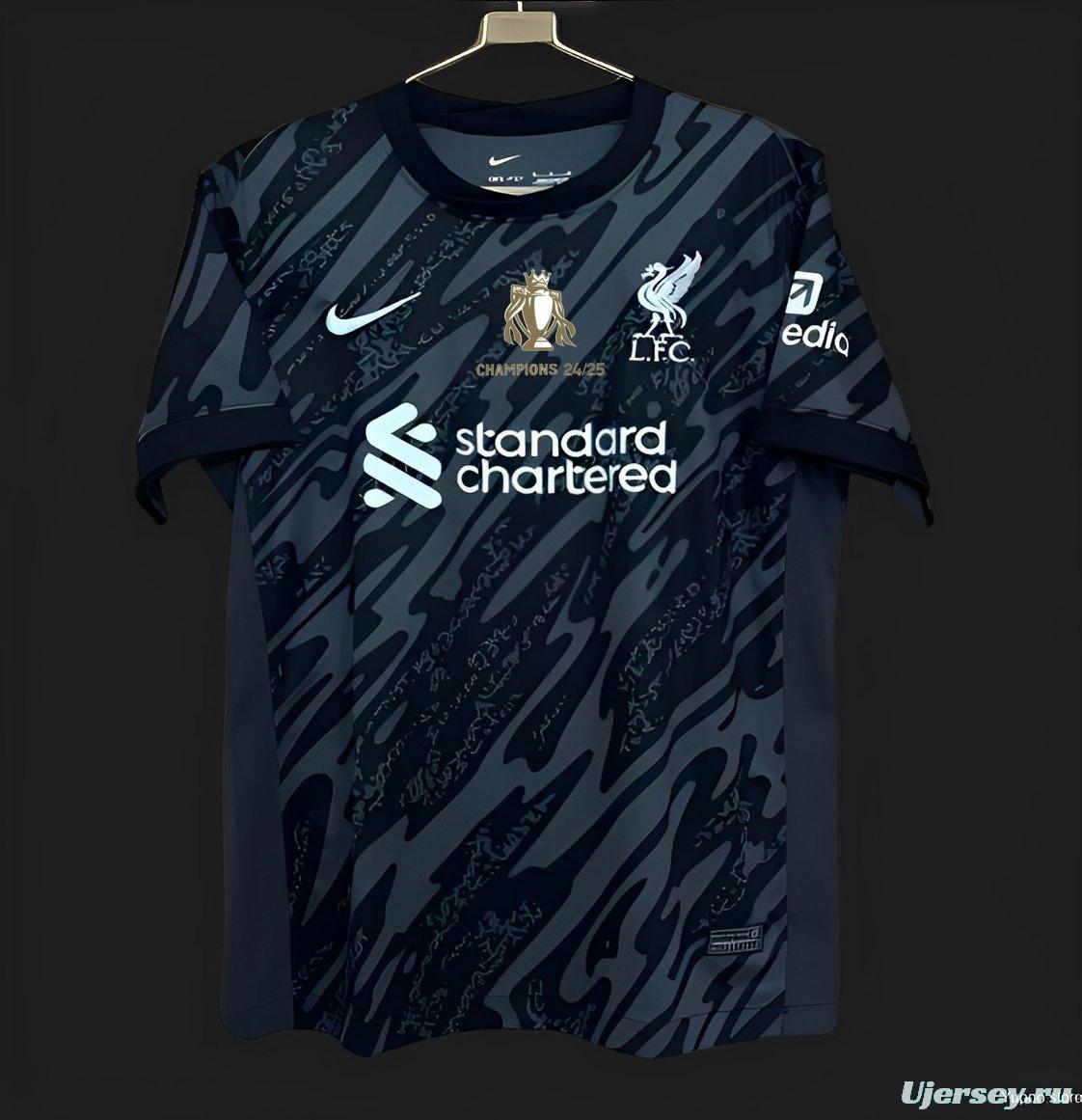 24/25 Liverpool Black Goalkeeper Jersey With Champion Printing