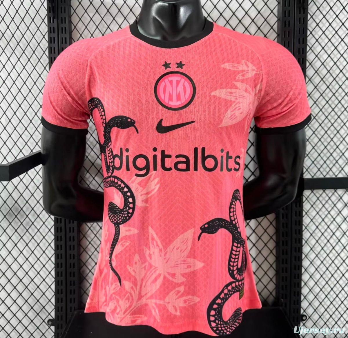Player Version 25/26 Inter Milan Pink with Snake and Floral Pattern Jersey