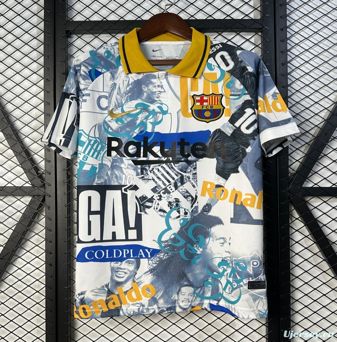 25/26 FC Barcelona White with Collage Art Jersey