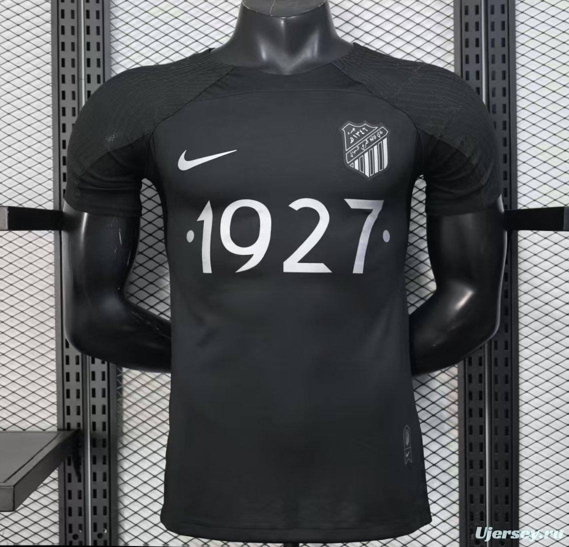 Player Version 25/26 Al-Ahli Black Champion Jersey With Silver Sponsor