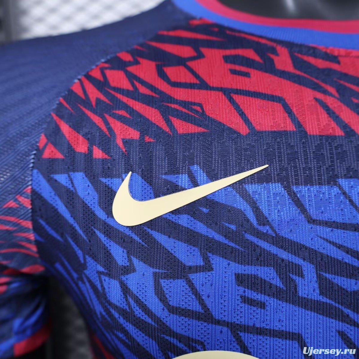 Player Version 25/26 FC Barcelona Navy Blue with Red and Blue Abstract Pattern Jersey