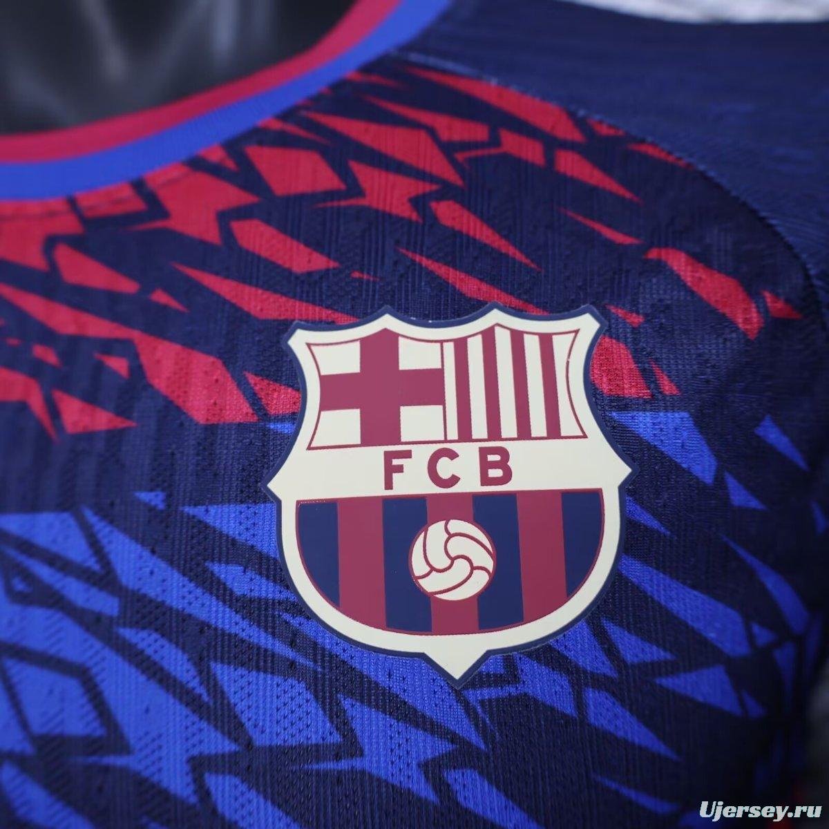 Player Version 25/26 FC Barcelona Navy Blue with Red and Blue Abstract Pattern Jersey