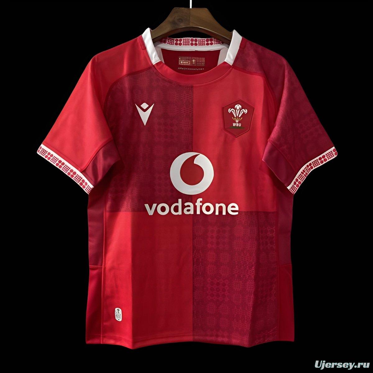 2026 Wales home Red with Vertical Stripe Pattern Jersey