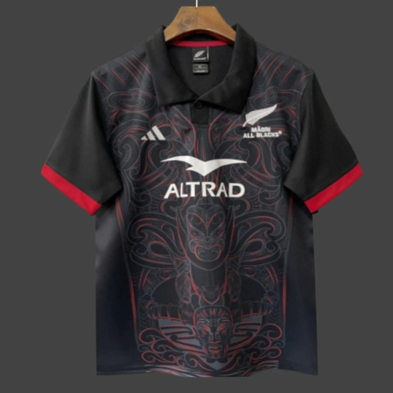 2026 Māori All Blacks Black with Māori Tiki Carving Jersey