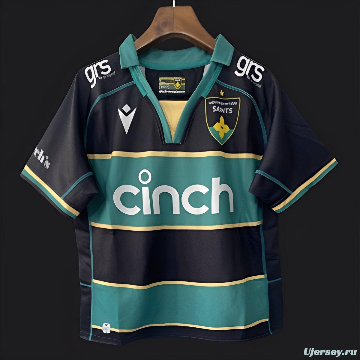 25/26 Northampton Saints Green with Black and Gold Hooped Jersey
