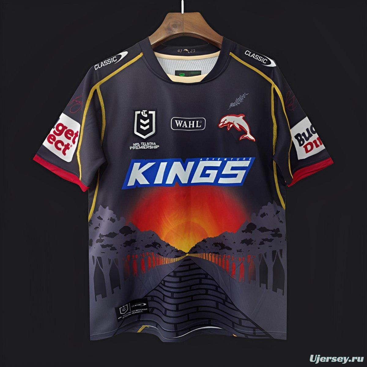 25/26 Redcliffe Dolphins Black with Sunset Pyramid Indigenous Jersey