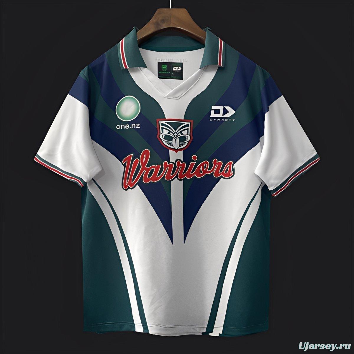 25/26 New Zealand Warriors White with Teal and Navy Chevron Jersey