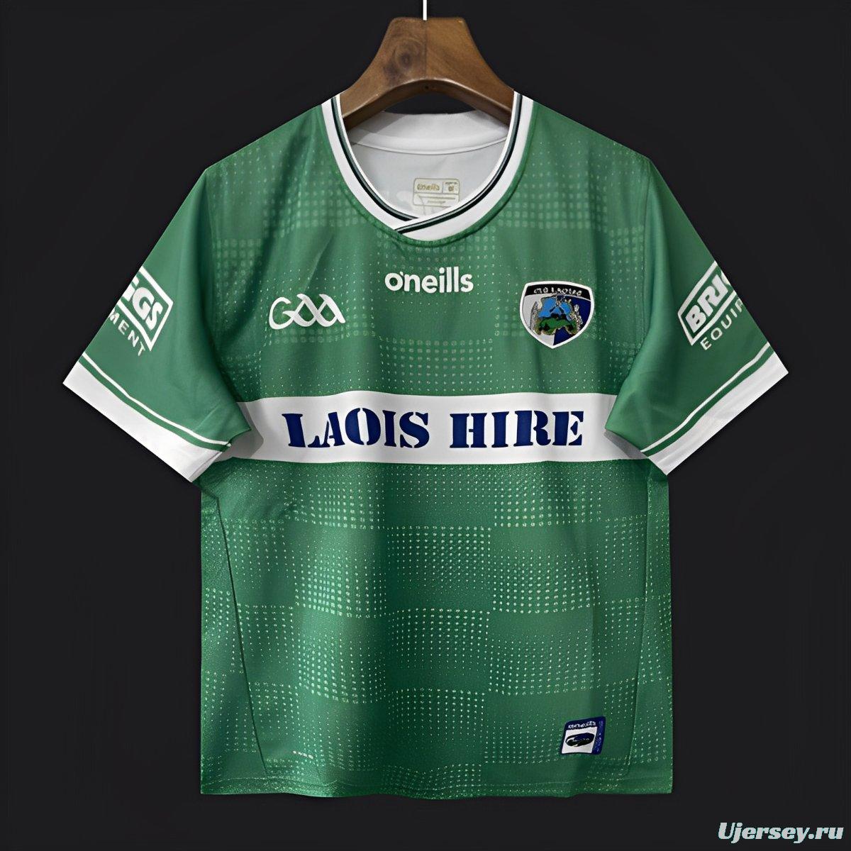 2026 Laois GAA Green with White Horizontal Stripe and Dotted Pattern Jersey