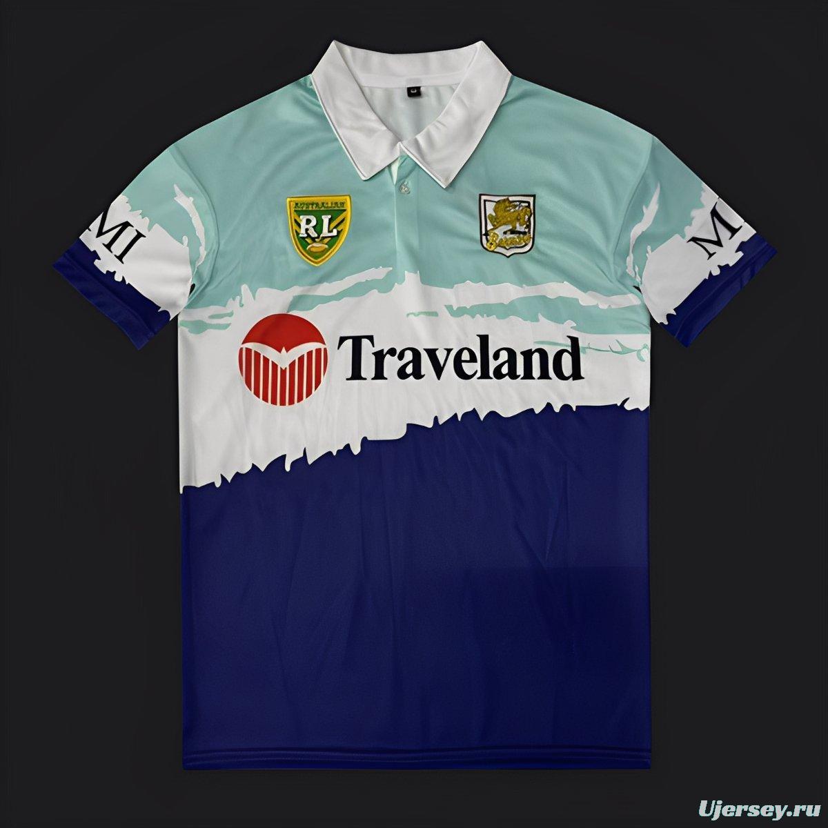 25/26 Australian Rugby League Teal White Navy with Brush Stroke Design Jersey