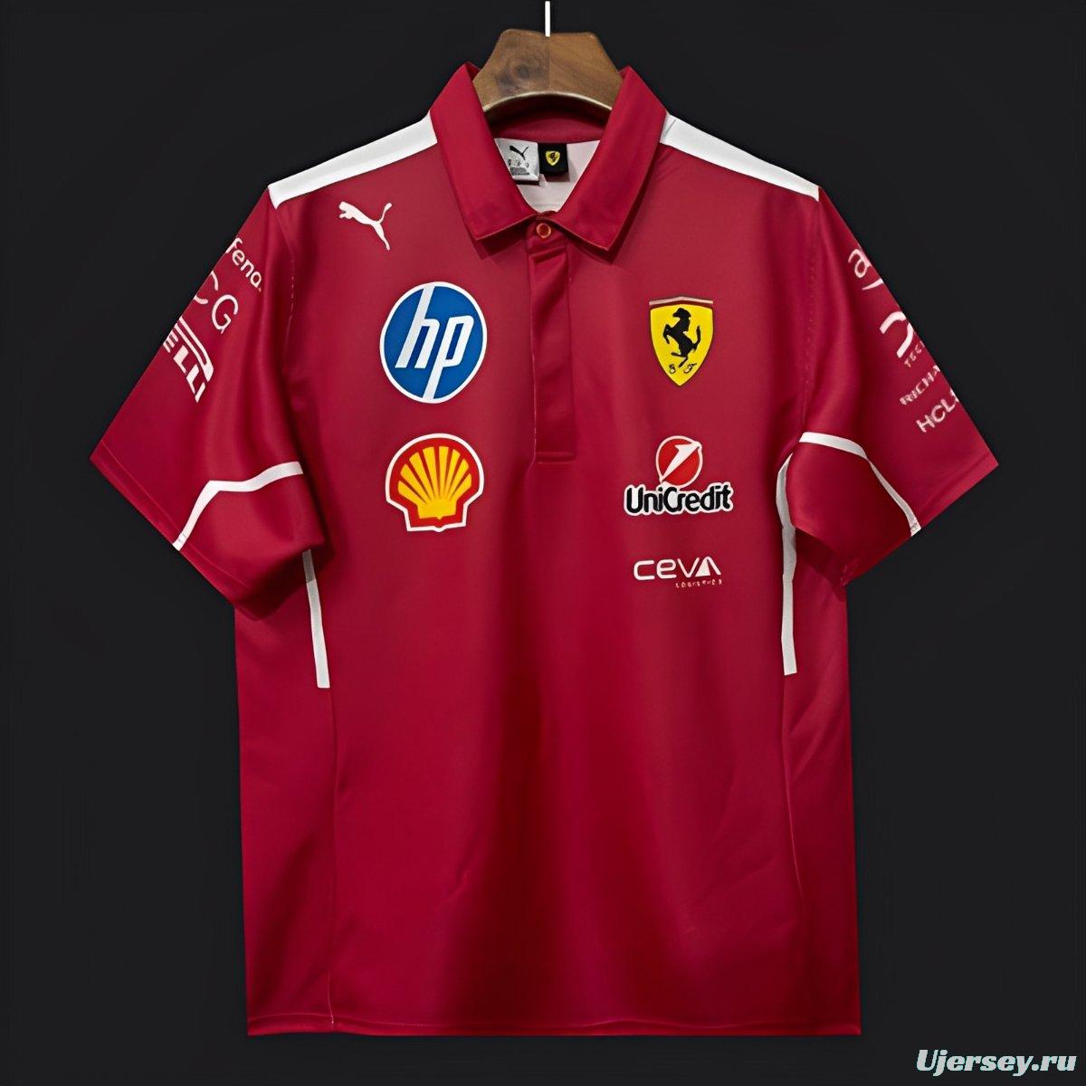 2025 F1 Scuderia Ferrari Red with White Trim Team Polo Shirt