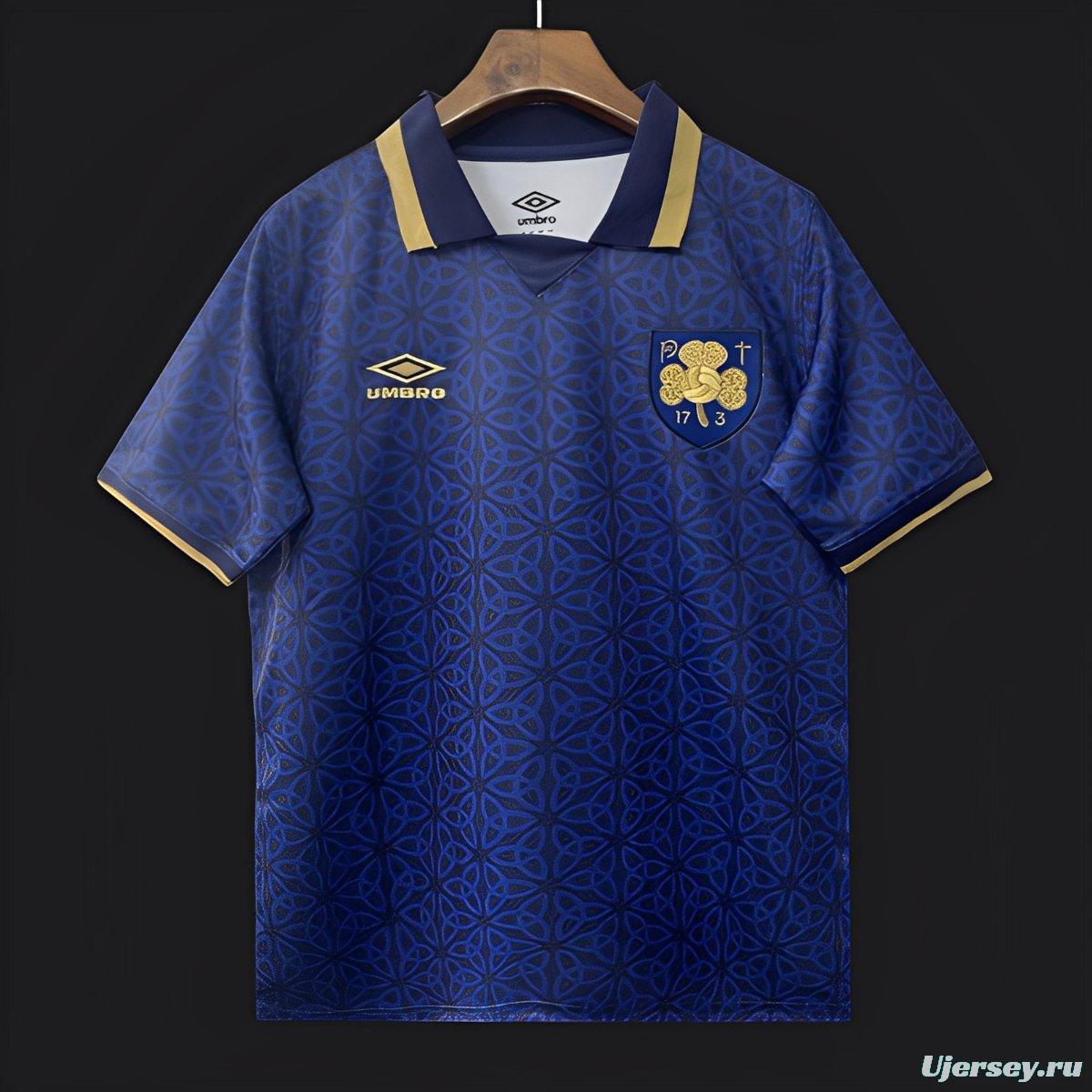 2025 Ireland Blue with Gold Trim and Geometric Pattern Jersey
