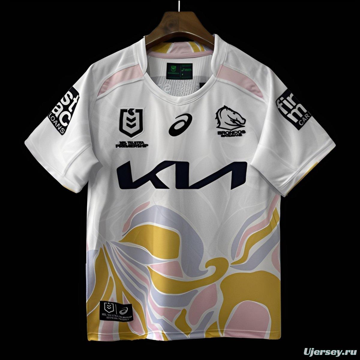 25/26 Brisbane Broncos White with Golden Pink Wave Jersey