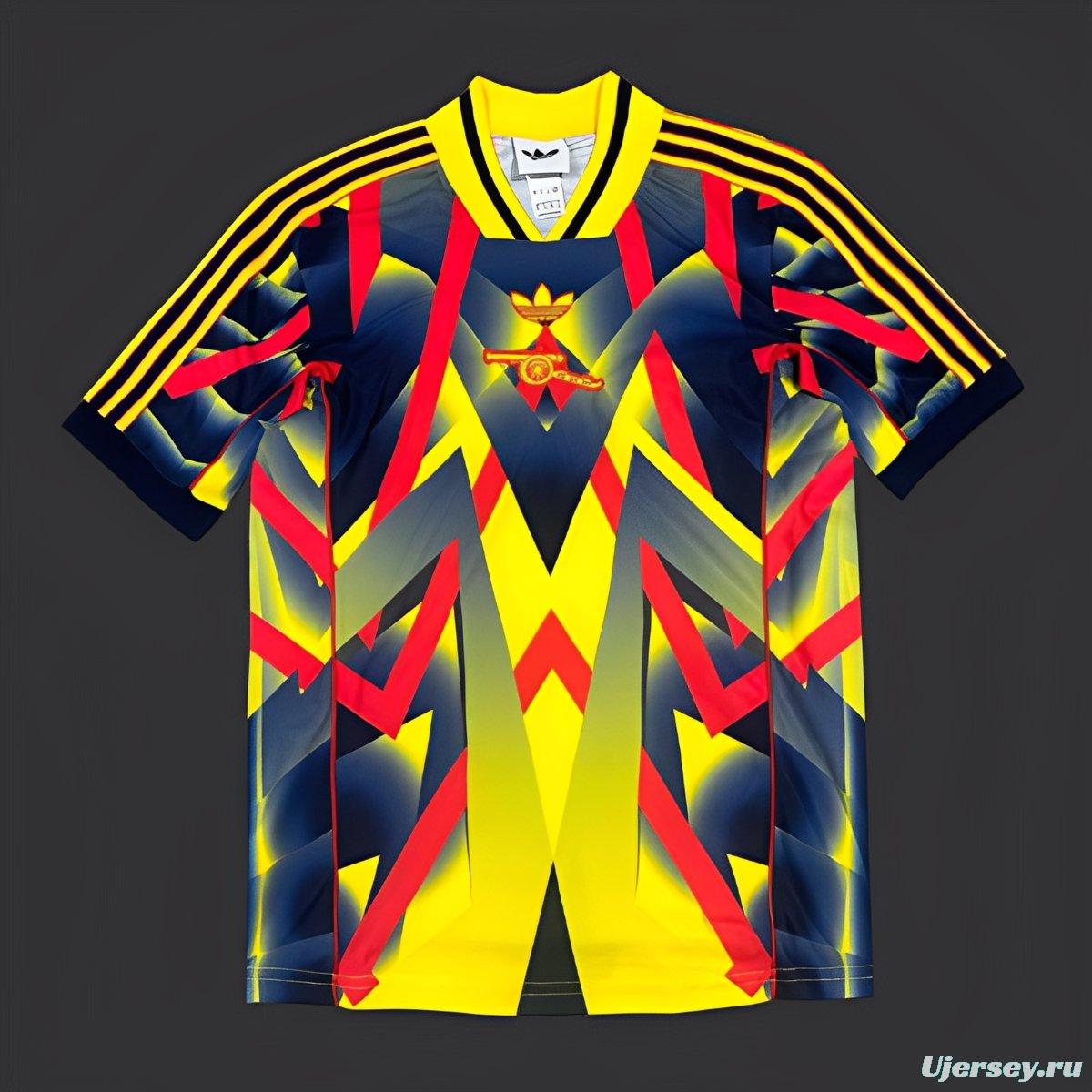 2025 Arsenal Adidas Original Lifestyle Yellow with Geometric Pattern Jersey