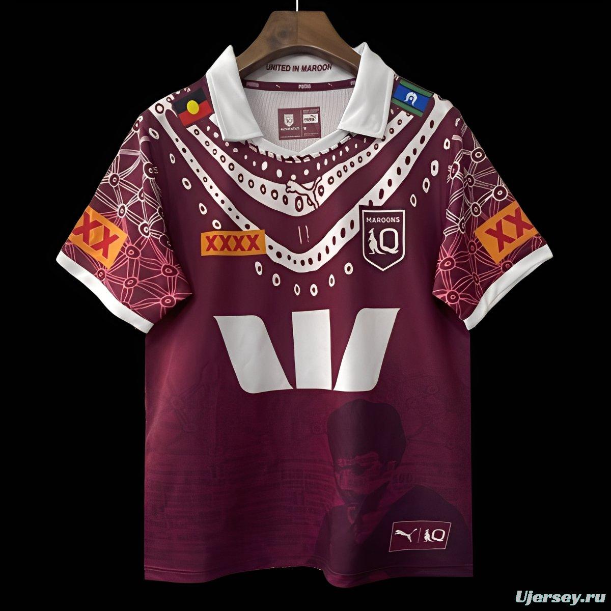2026 Queensland Maroons Maroon with Indigenous Cultural Pattern Jersey