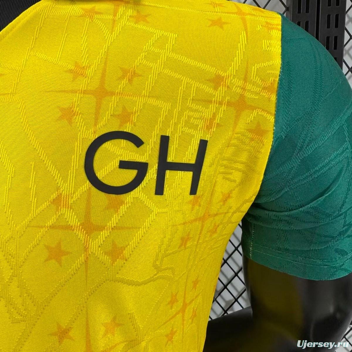 Player Version 2026 Ghana White with Black Star and Yellow Sleeves Jersey