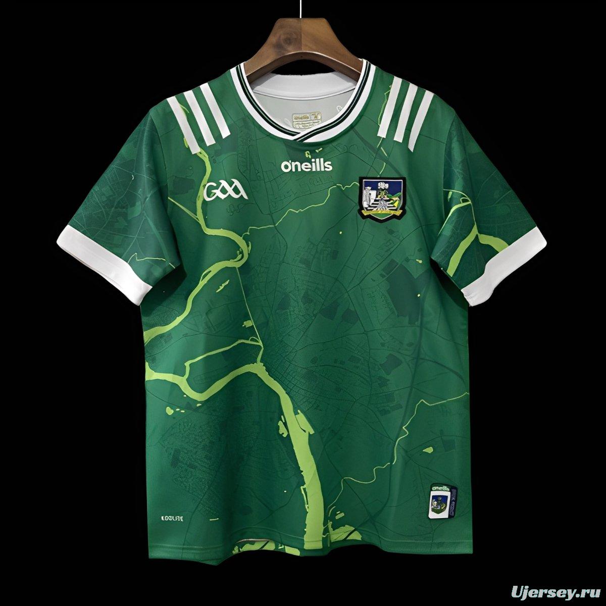 25/26 Limerick GAA Green with River Shannon Map Pattern Home Jersey