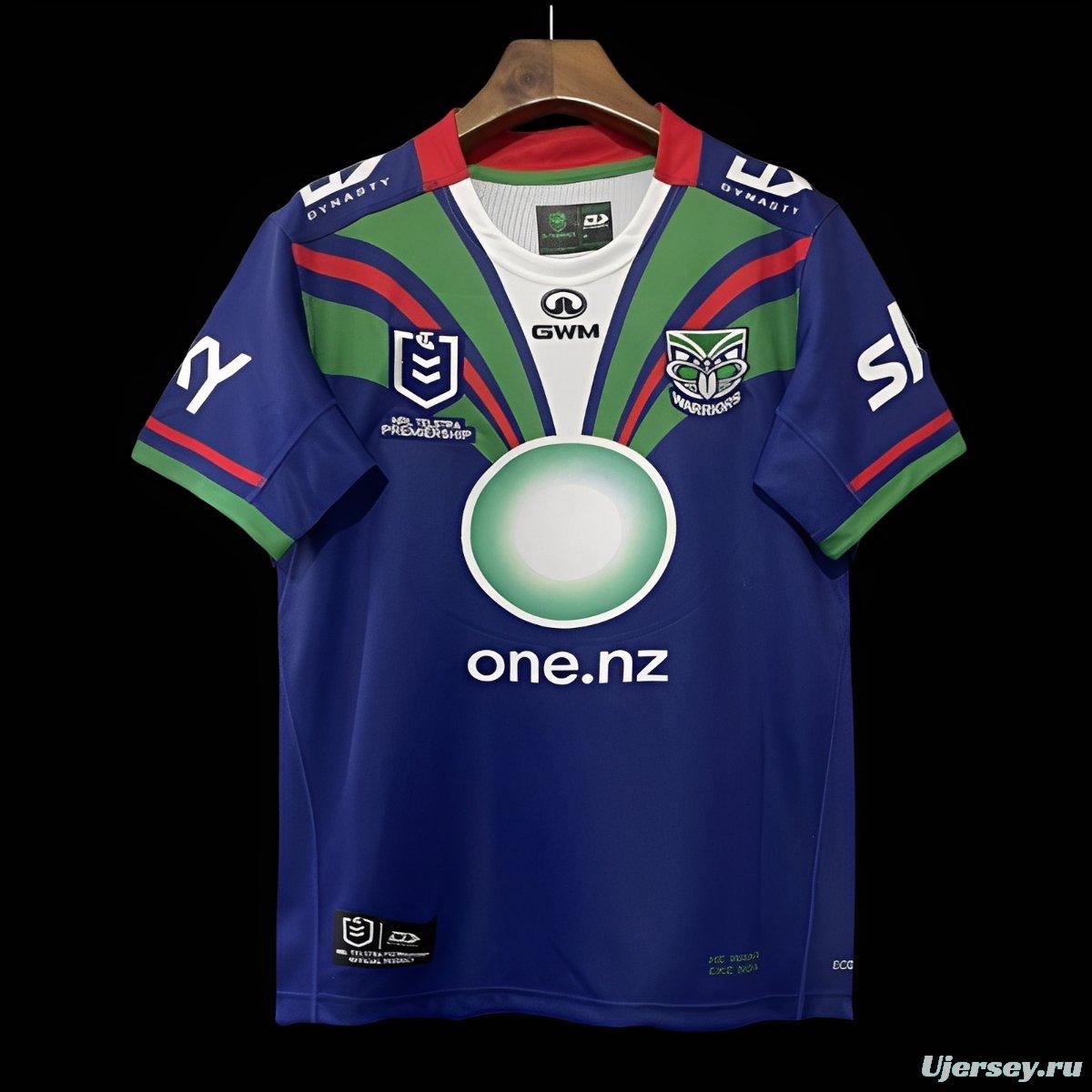 25/26 New Zealand Warriors Navy Blue with Green and Red Diagonal Stripes and Circular Gradient Heritage Jersey