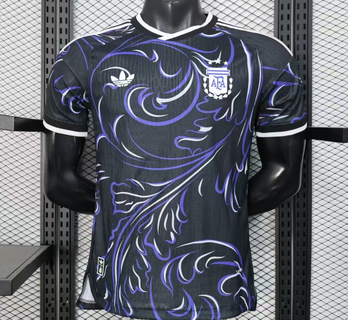 Player Version 2026 Argentina Third Black with Artistic Swirl Pattern Jersey
