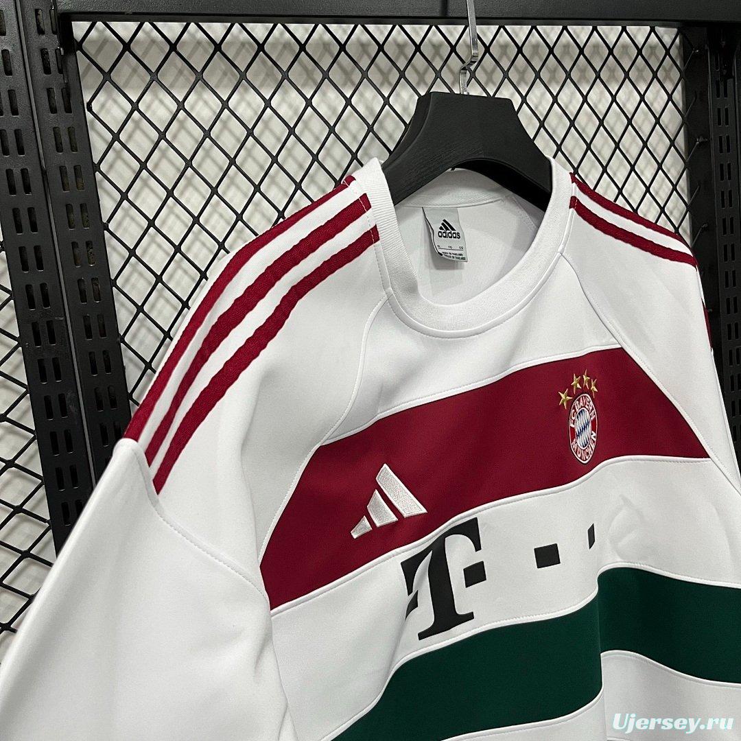 25/26 FC Bayern Munich Adidas Long Sleeve Sweatshirt - White Maroon Green Colorblock Training Top
