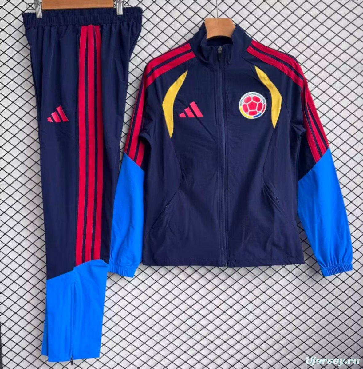 25/26 Colombia Navy with Red Full zipper Jacket Tracksuit+ long pants