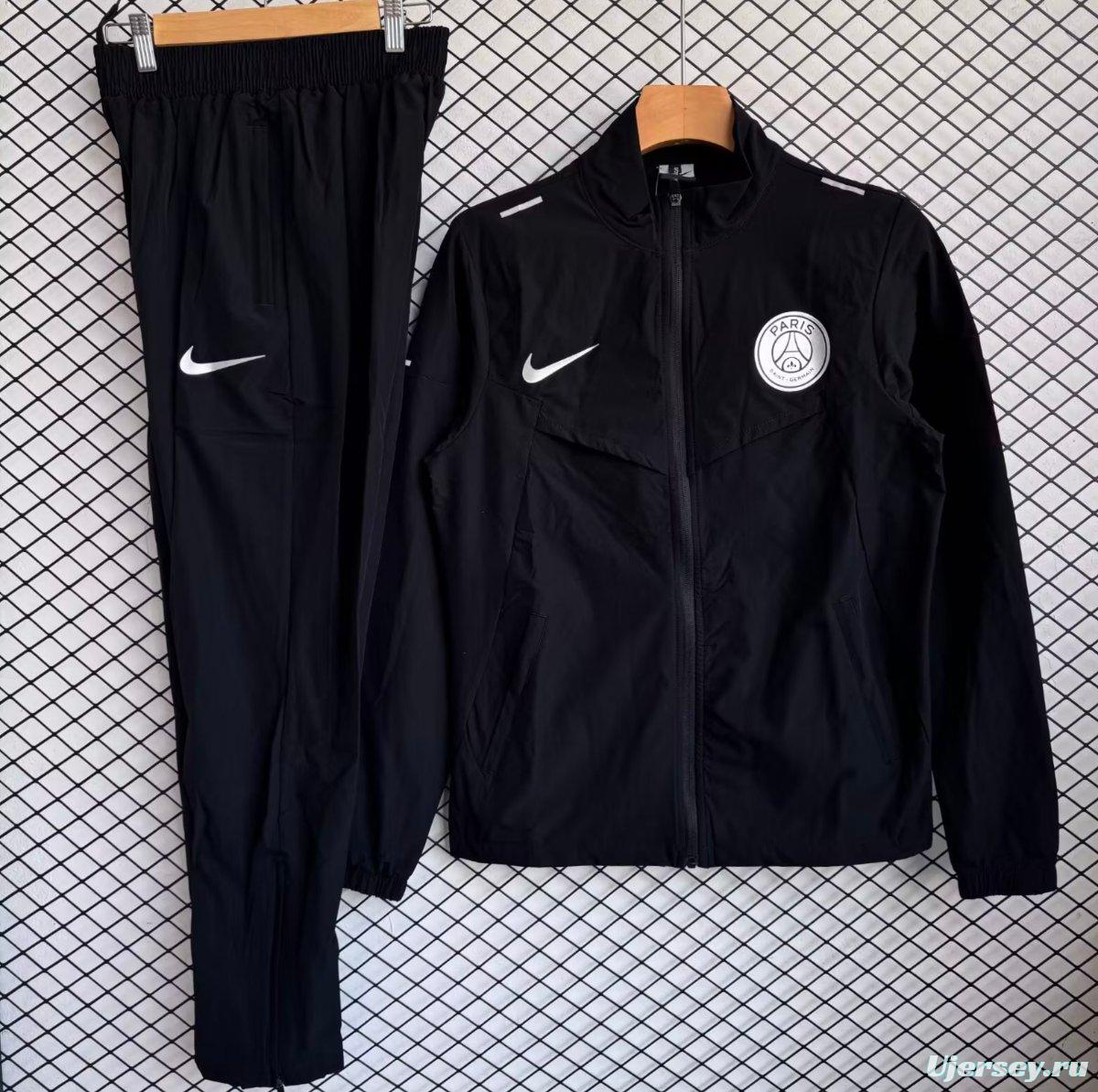 25/26 Paris Saint-Germain Black Full zipper Jacket Tracksuit+ long pants