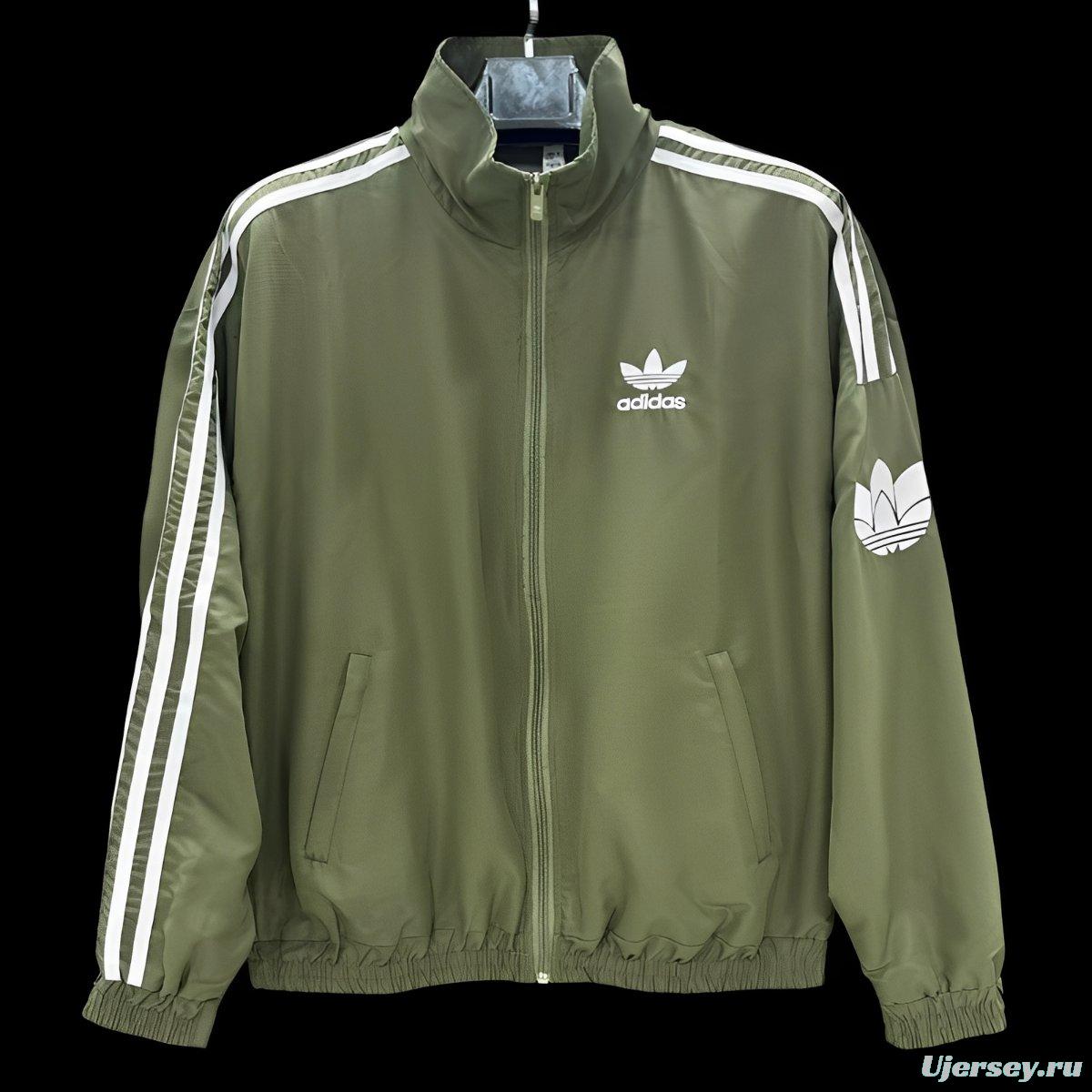 2026 Adidas Green Full Zipper Windbreaker
