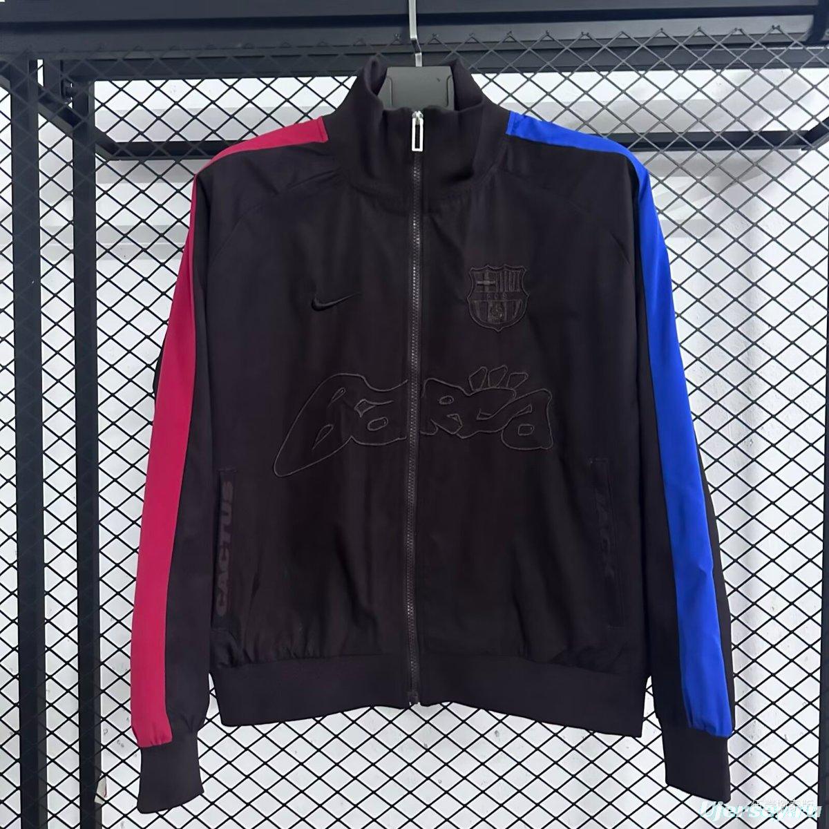 25/26 Barcelona Black/Red/Blue Full Zipper Windbreaker