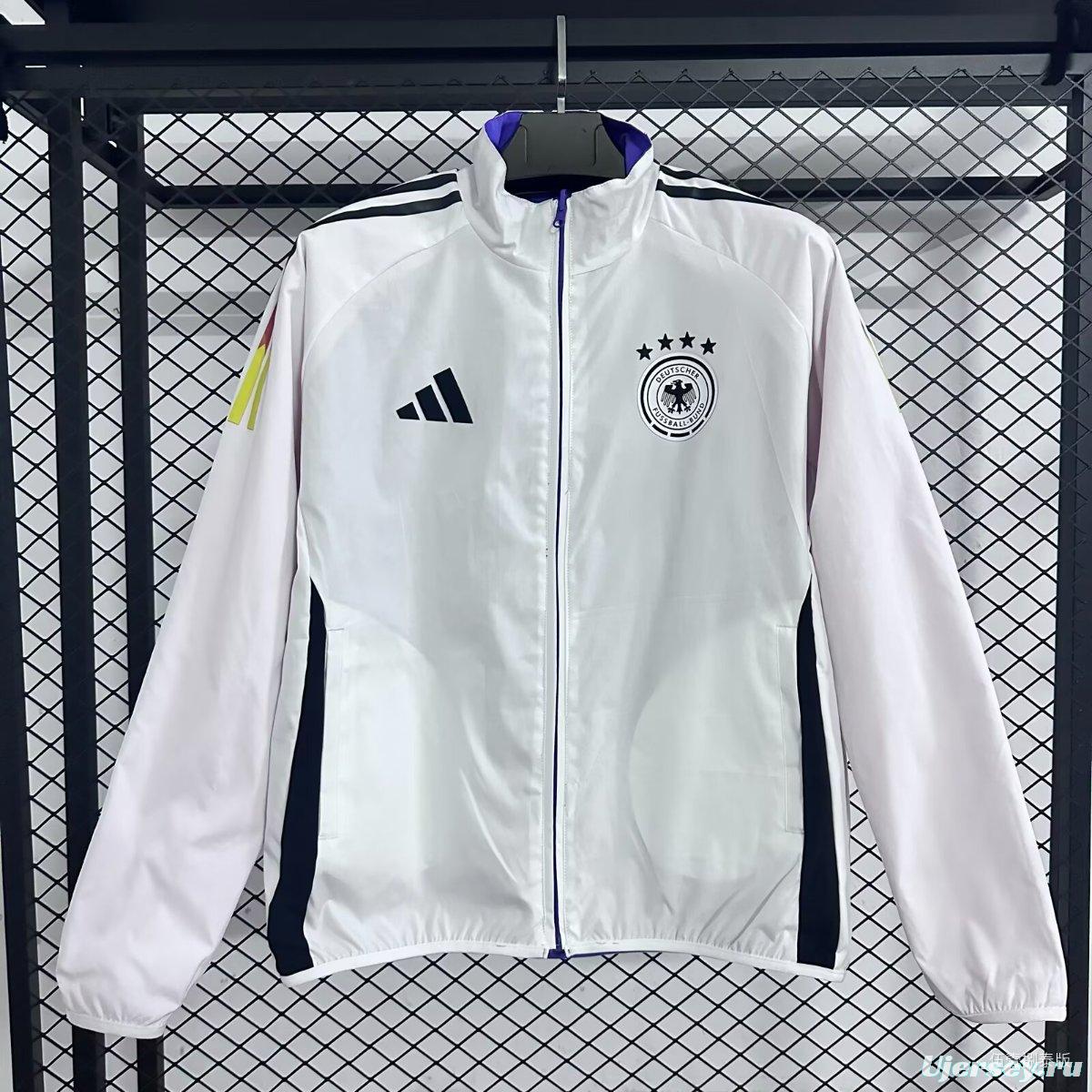 2026 Germany White Full Zipper Windbreaker