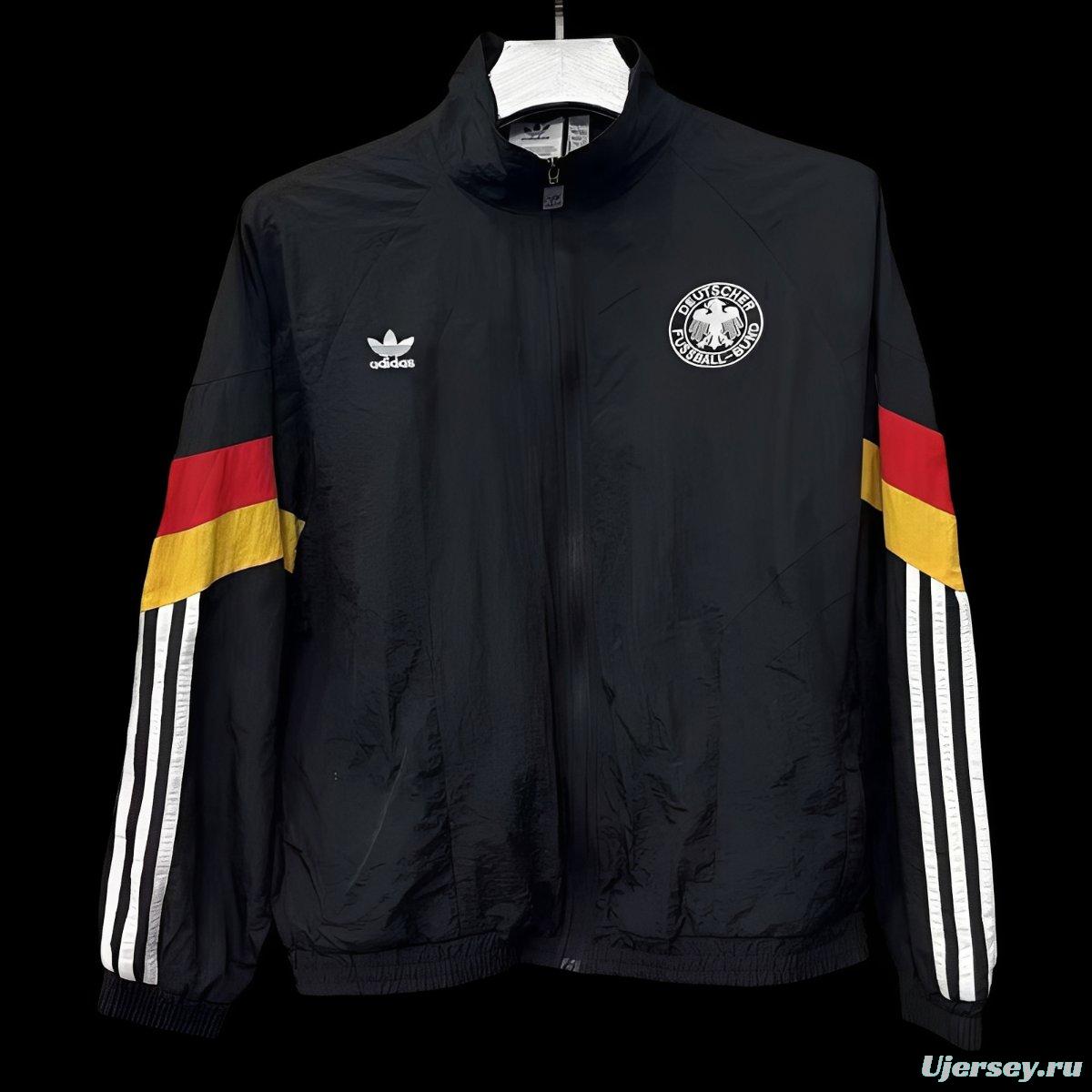 2026 Germany Black Full Zipper Windbreaker