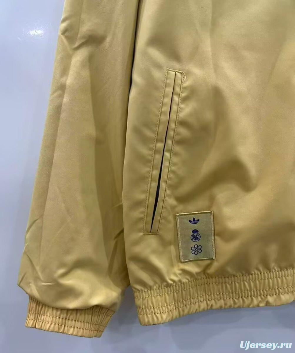 25/26 Real Madrid Golden/Blue Full Zipper Windbreaker