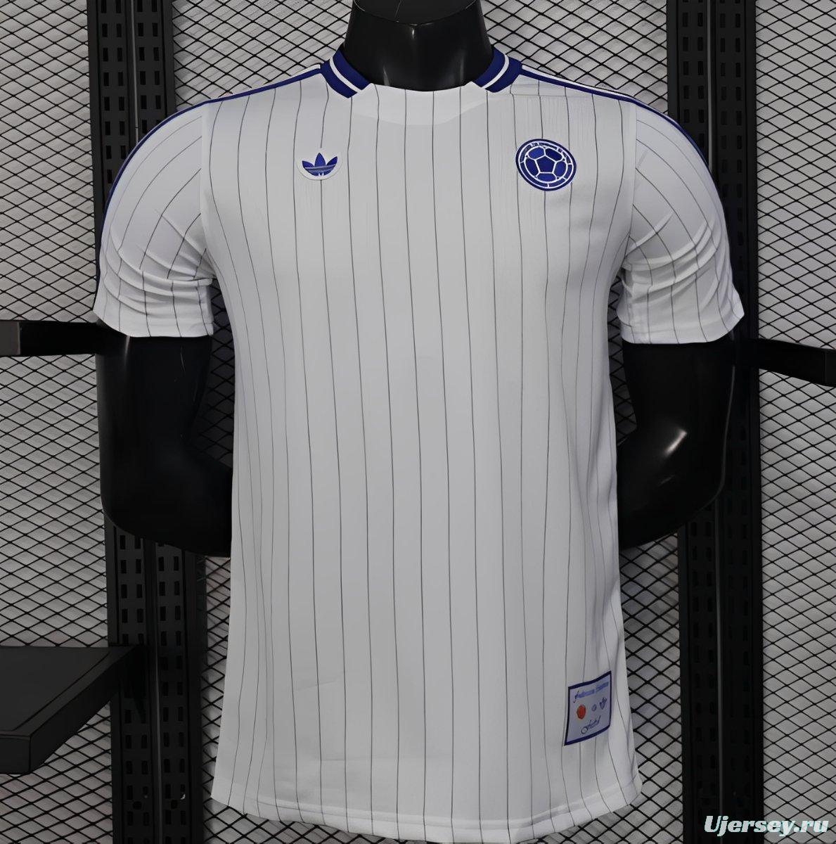 2026 Player Version Colombia White with Blue Vertical Stripe Jersey