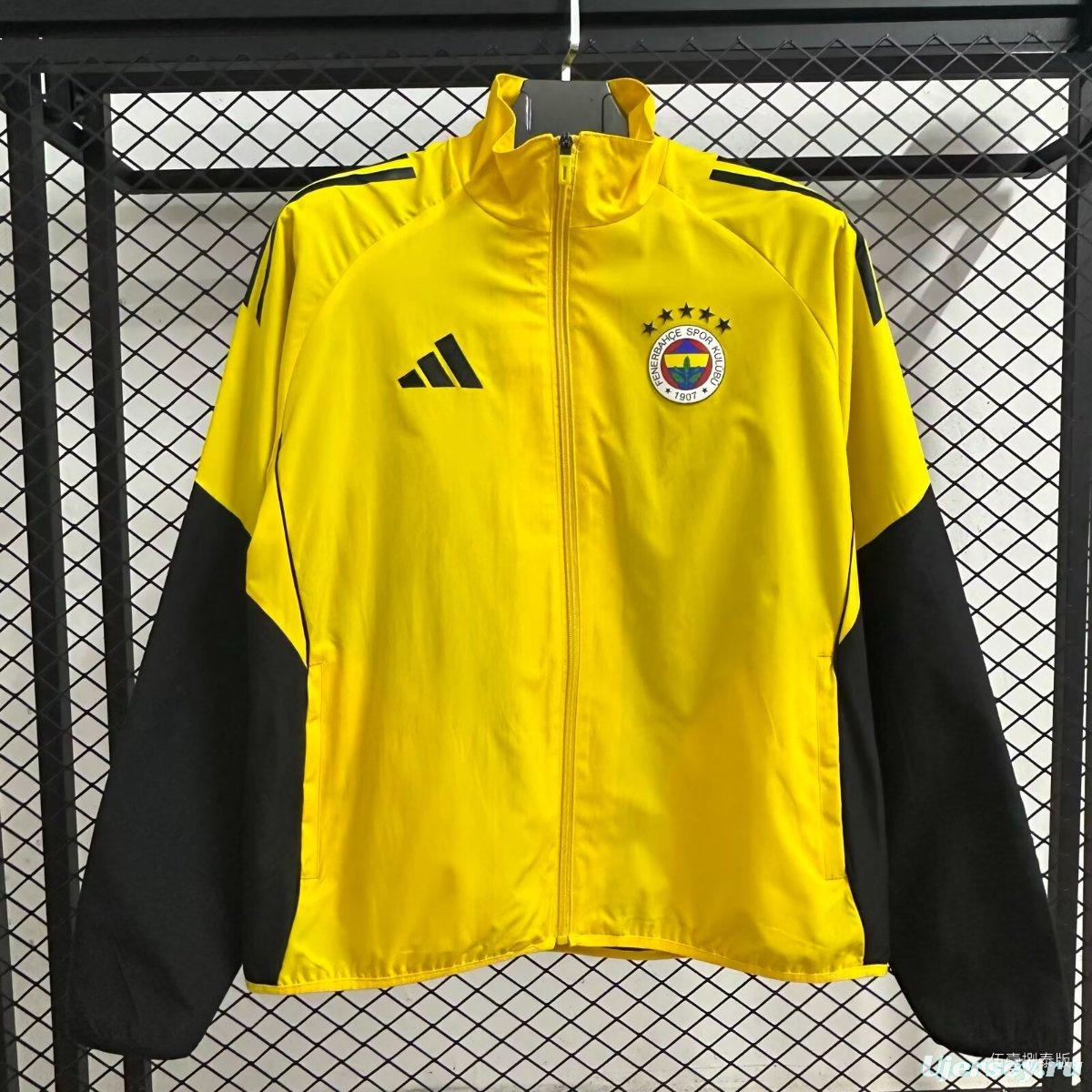 25/26 Fenerbahce Black/Yellow Full Zipper Windbreaker