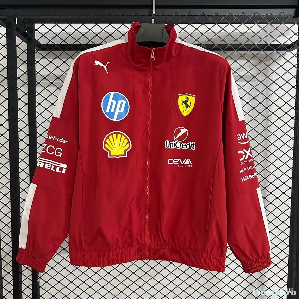 2026 F1 Ferrari Red Full Zipper Windbreaker