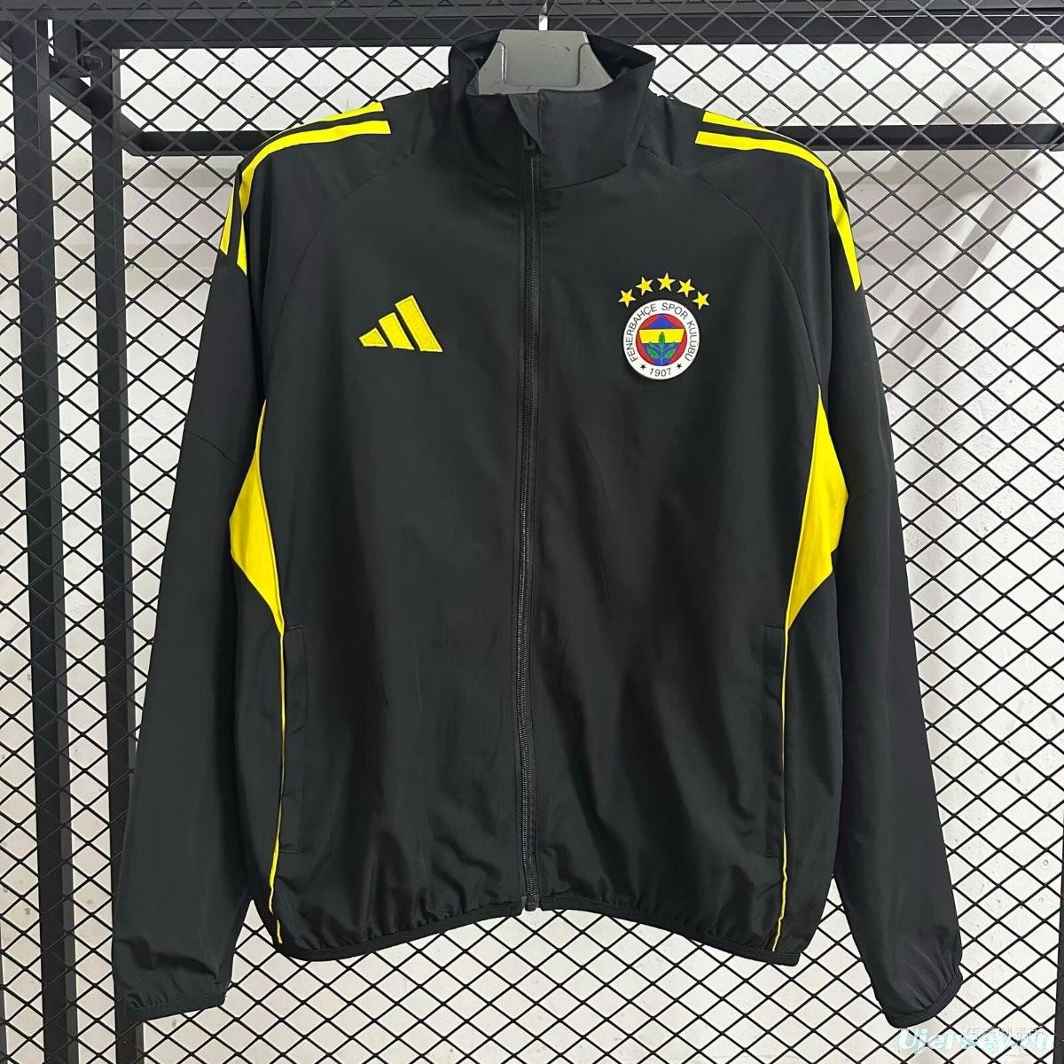 25/26 Fenerbahce Black Full Zipper Windbreaker