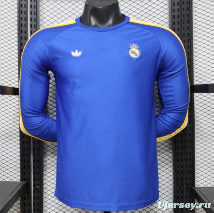 Player Version 2026 Real Madrid Blue Long Sleeve  Adidas Originals Retro Special Edition Jersey
